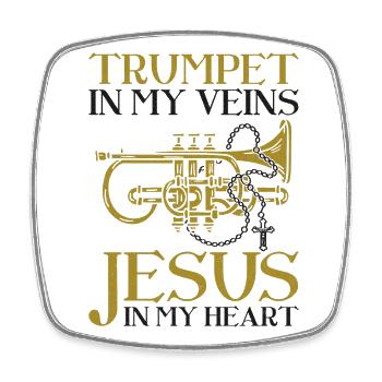 Trumpet Player Jesus Faith - Viereckiger Kühlschrankmagnet - Weiß - Vorne