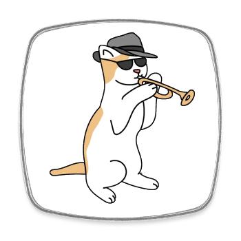 Trumpet Player Cat Jazz - Viereckiger Kühlschrankmagnet - Weiß - Vorne