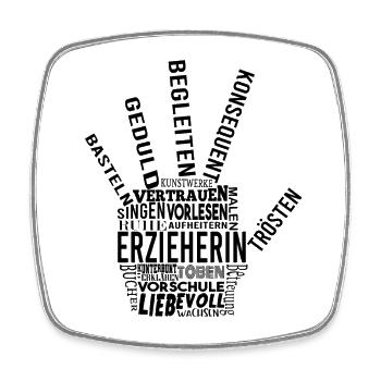 Erzieherin Shirt Wundervolle Worte - Viereckiger Kühlschrankmagnet - Weiß - Vorne