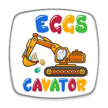 Lustige EierCavator Frohe Ostern Bagger Ei Kinder - Viereckiger Kühlschrankmagnet - Weiß - Vorne