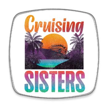 Cruise Ship Vacation Sister Girl - Viereckiger Kühlschrankmagnet - Weiß - Vorne