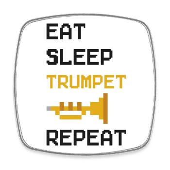 Trumpet Player 8 Bit Retro Eat - Square fridge magnet - white - Front