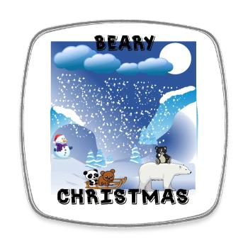Beary Christmas - bärenstarke Weihnachten - Viereckiger Kühlschrankmagnet - Weiß - Vorne