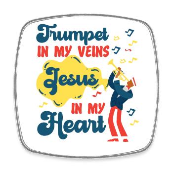 Trumpet Player Jesus Faith - Viereckiger Kühlschrankmagnet - Weiß - Vorne