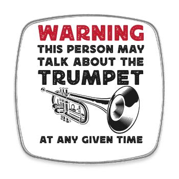 Trumpet Player Vintage Warning - Viereckiger Kühlschrankmagnet - Weiß - Vorne