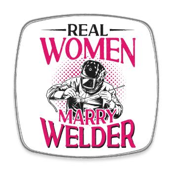 Soudeur Soudeur Femme Mariage - Magnet carré - blanc - Devant