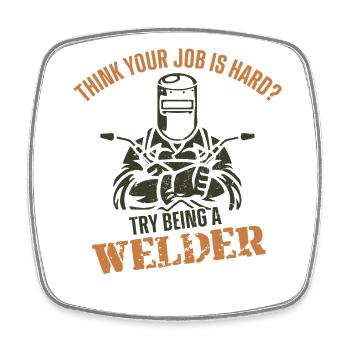 Welder Welding Vintage Think Your - Viereckiger Kühlschrankmagnet - Weiß - Vorne