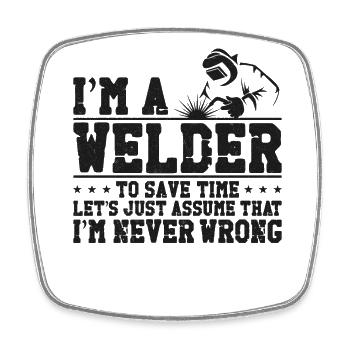 Welder Welding Vintage I'm A - Viereckiger Kühlschrankmagnet - Weiß - Vorne