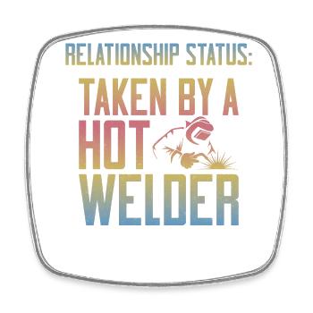 Welder Welding Girlfriend - Square fridge magnet - white - Front