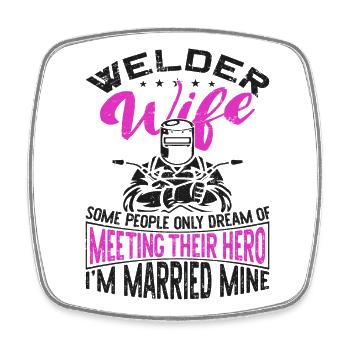 Welder Welding Marriage Wedding - Viereckiger Kühlschrankmagnet - Weiß - Vorne