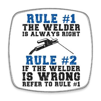 Welder Welding Vintage Rule #1 The - Viereckiger Kühlschrankmagnet - Weiß - Vorne