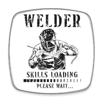 Welder Welding Apprentice Vintage - Square fridge magnet - white - Front