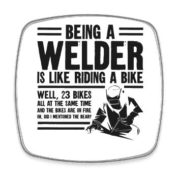 Welder Welding Vintage Being A - Square fridge magnet - white - Front