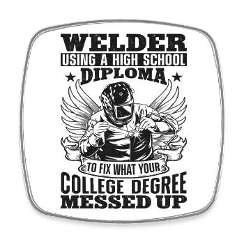 Welder Welding Vintage Welder - Square fridge magnet - white - Front