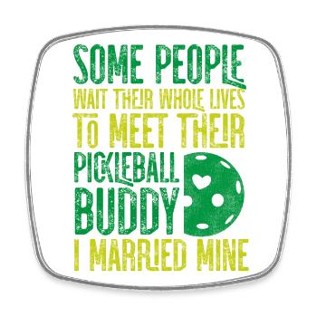 Pickleball Mari Femme Mariage - Magnet carré - blanc - Devant