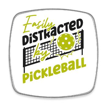 Le pickleball facilement distrait par - Magnet carré - blanc - Devant