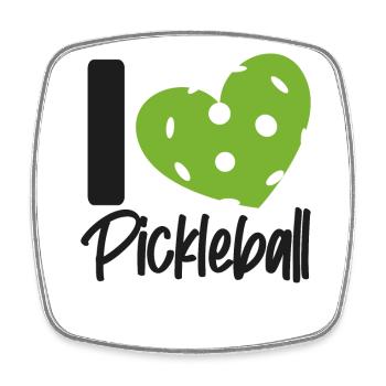 Pickleball Heart J’aime le pickleball - Magnet carré - blanc - Devant