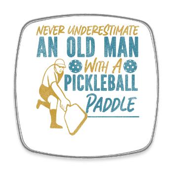 Pickleball Grandpa Never - Square fridge magnet - white - Front