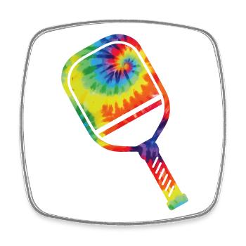 Pickleball Paddle Tie Dye Retro - Viereckiger Kühlschrankmagnet - Weiß - Vorne