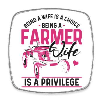 Farming Farmer Wife Tractor Being - Square fridge magnet - white - Front