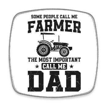 Farming Farmer Dad Father Vintage - Square fridge magnet - white - Front