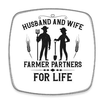 Farming Farmer Husband Wife - Viereckiger Kühlschrankmagnet - Weiß - Vorne