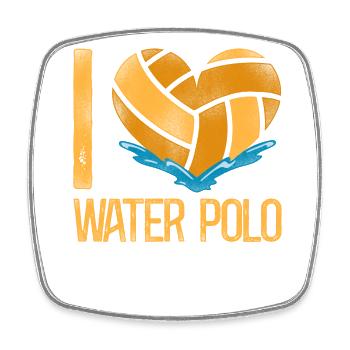 Water Polo Heart Vintage I Love - Viereckiger Kühlschrankmagnet - Weiß - Vorne