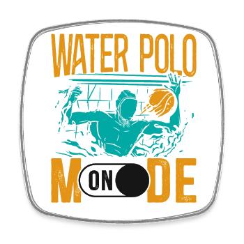 Water Polo Water Polo Mode On - Viereckiger Kühlschrankmagnet - Weiß - Vorne