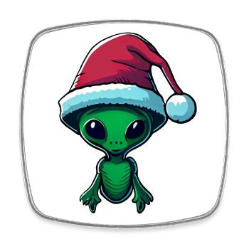 Weihnachtsalien, Weihnachtsoutfit - Viereckiger Kühlschrankmagnet - Weiß - Vorne