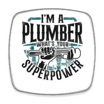Plumbing Plumber Vintage I'm A - Square fridge magnet - white - Front