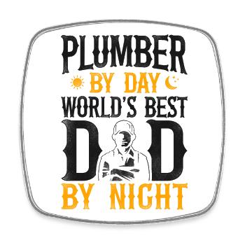 Plumbing Plumber Dad Vintage - Square fridge magnet - white - Front