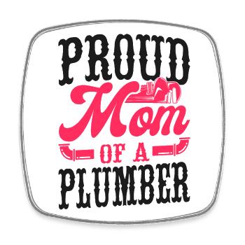 Plumbing Plumber Mom Proud Mom Of - Viereckiger Kühlschrankmagnet - Weiß - Vorne
