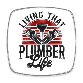 Plumbing Plumber Vintage Retro - Square fridge magnet - white - Front