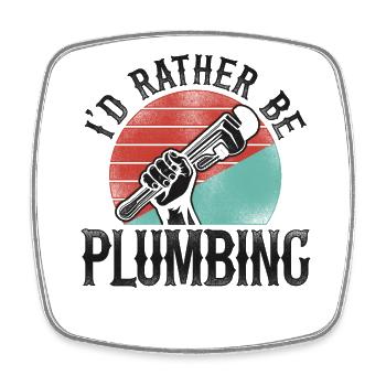 Plumbing Plumber Vintage Retro I'd - Square fridge magnet - white - Front