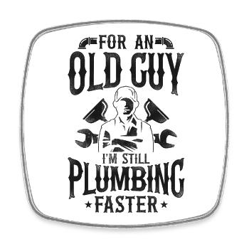 Plumbing Plumber Grandpa Retired - Square fridge magnet - white - Front