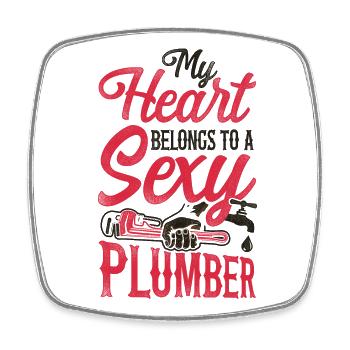 Plumbing Plumber Girlfriend Wife - Square fridge magnet - white - Front