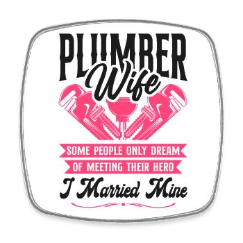 Plumbing Plumber Wife Plumber Wife - Viereckiger Kühlschrankmagnet - Weiß - Vorne