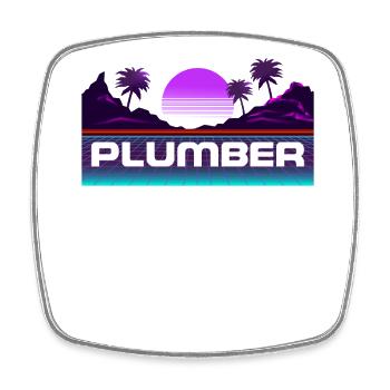 Plumbing Plumber 80s 90s Retro - Square fridge magnet - white - Front