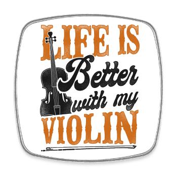 Violin Violinist Vintage Life Is - Viereckiger Kühlschrankmagnet - Weiß - Vorne