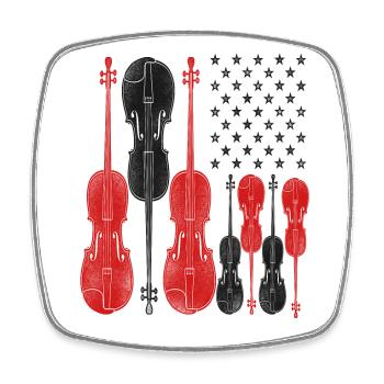 Violin Violinist Usa American Flag - Square fridge magnet - white - Front