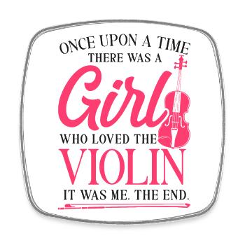 Violin Violinist Girl Once Upon A - Square fridge magnet - white - Front