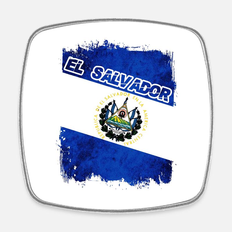 El Salvador flag - Square fridge magnet - white
