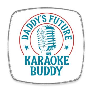 Karaoke Singer Daddy's Future - Viereckiger Kühlschrankmagnet - Weiß - Vorne