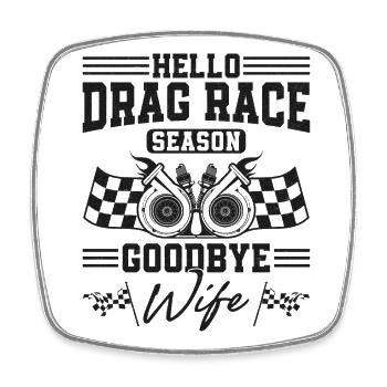 Drag Racing Race Car Husband - Viereckiger Kühlschrankmagnet - Weiß - Vorne