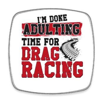 Drag Racing Race Car Vintage I'm - Viereckiger Kühlschrankmagnet - Weiß - Vorne