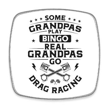 Drag Racing Race Car Grandpa - Viereckiger Kühlschrankmagnet - Weiß - Vorne