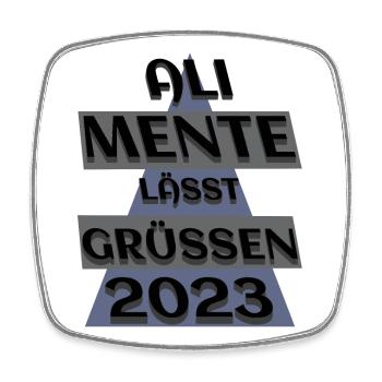 Ali Mente grüßt Euch, 2023, nehme es mit Humor - Viereckiger Kühlschrankmagnet - Weiß - Vorne
