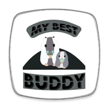 MY BEST BUDDY, Hamster, Haustier - Viereckiger Kühlschrankmagnet - Weiß - Vorne