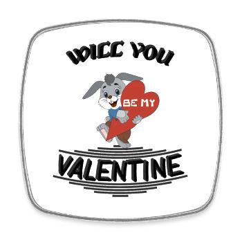Will you be my valentine - Viereckiger Kühlschrankmagnet - Weiß - Vorne