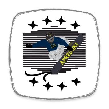 snowboarders, après-ski, party after, piste - Square fridge magnet - white - Front